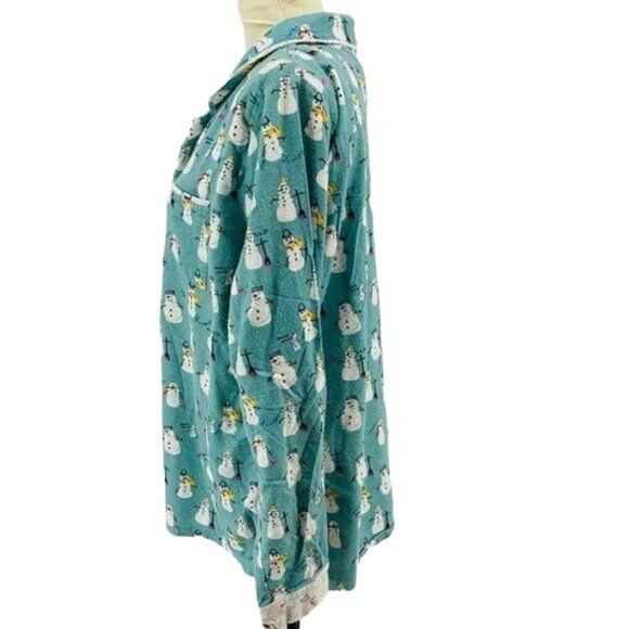 Munki Munki Womens Snowman Flannel Pajama Set Super Soft Cozy Size XXLarge - Picture 9 of 15